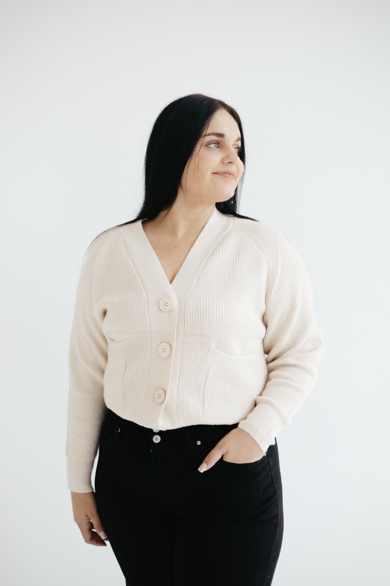CROWNED cardigans — soft cream knit